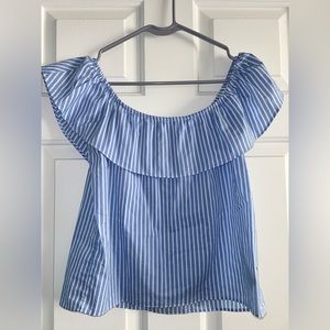 Blue and white off shoulder top